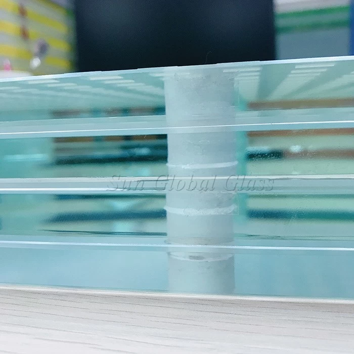52.56mm anti-slip low iron SGP laminated glass, 12.12.12.12.4 ultra clear tempered laminated non slip glass for floor