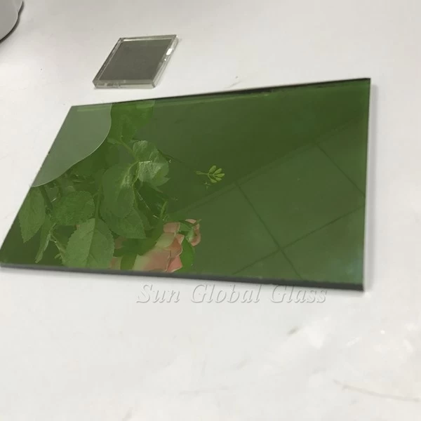 5MM  Dark Green Reflective Glass, 5MM on-line coating Reflective Glass, 5MM Dark Green hard coating glass