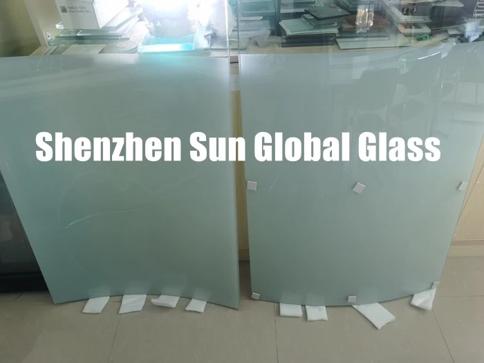 5mm+5mm frosted laminated wave design curved glass,11.52mm wave design white printed curved laminated glass,55.4 wave design curved glass facade