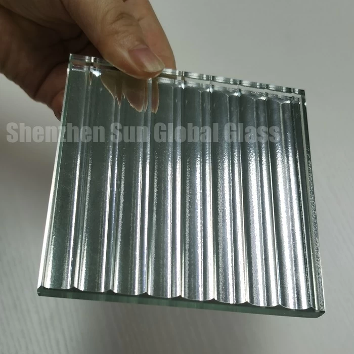 5mm+5mm thick ribbed frosted lamination Glass,55.4 fluted laminated glass,11.52mm laminated reeded glass