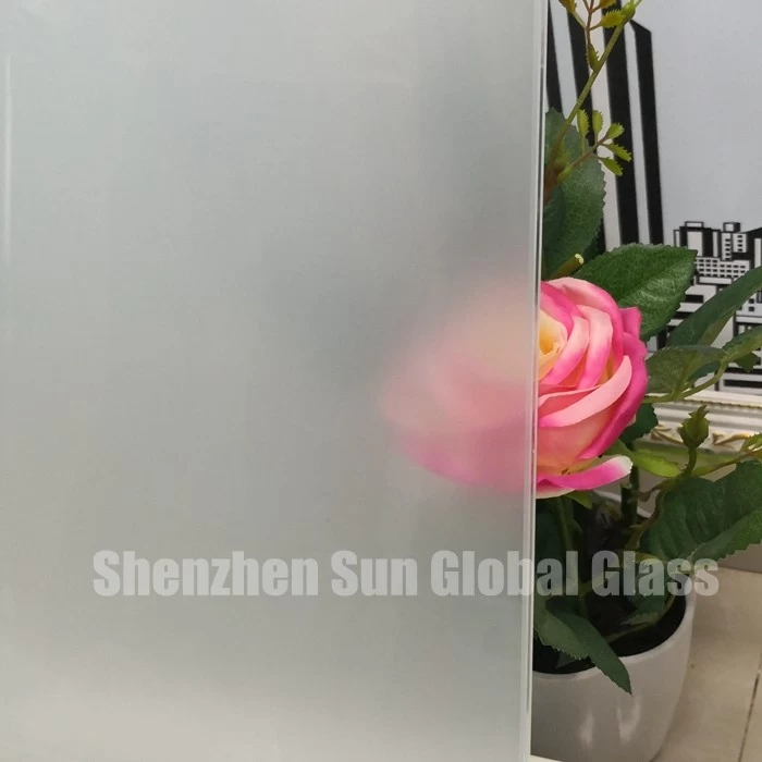 6+6mm frosted PVB laminated glass, 1/2 inch acid etched toughened laminated glass, 66.4 translucent ESG VSG glass CE certified glass factory