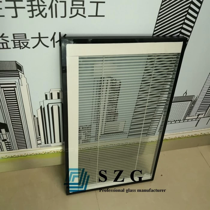 6mm+19a+6mm insulated blinds glass, 6mm+6mm louver insulated glass, shutter hollow glass for window