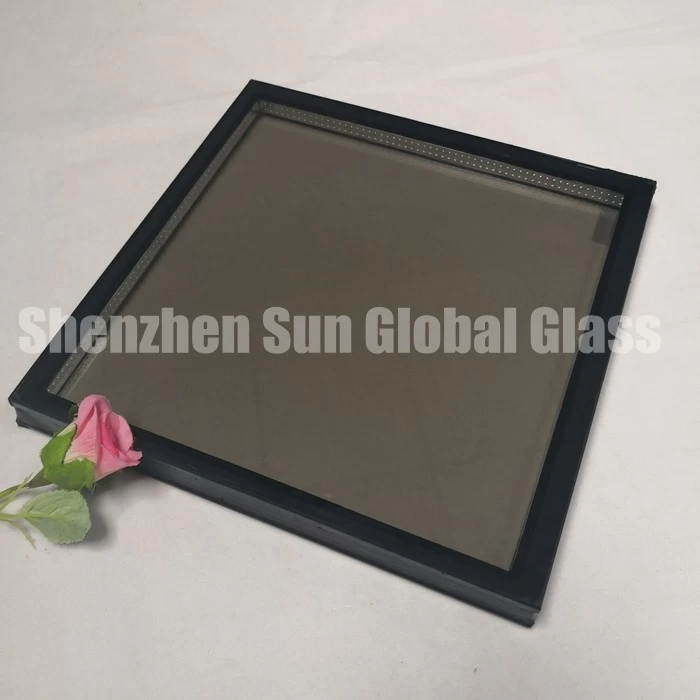China 6mm+6mm bronze tempered insulated glass, 6mm+12A+6mm bronze ESG IGU, 24mm brown double glazed glass manufacturer