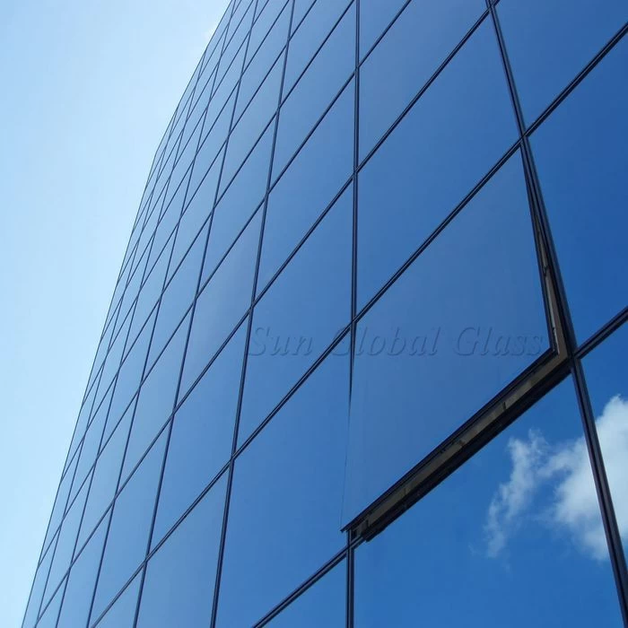 Ventana de vidrio IGU azul ford de 6 mm + 9a + 6 mm, vidrio aislante azul de 21 mm para ventanas y puertas, vidrio de ahorro de energía para ventanas