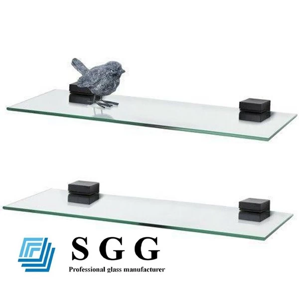 6mm tempered glass shelves, 6mm safety glass shelves , 6mm clear toughened glass shelves panels