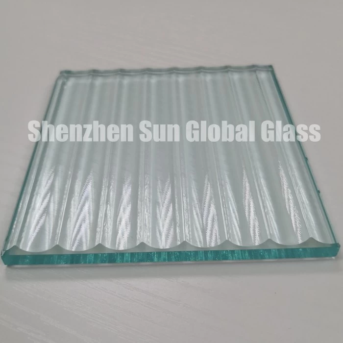 8mm clear toughened fluted glass, 8mm clear tempered ribbed glass, 1/3 inch reeded textured ESG decorative glass