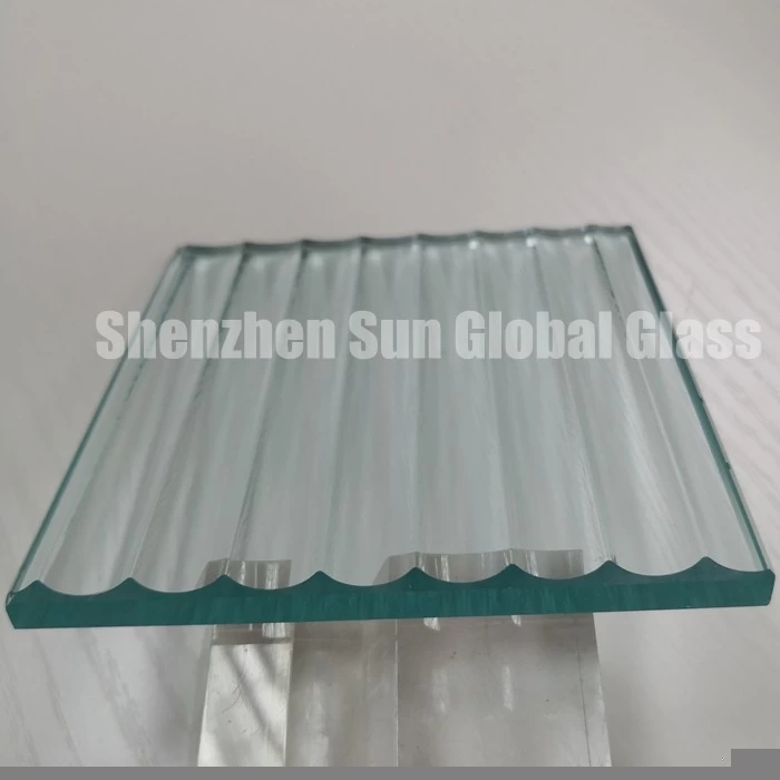 8mm clear toughened fluted glass, 8mm clear tempered ribbed glass, 1/3 inch reeded textured ESG decorative glass