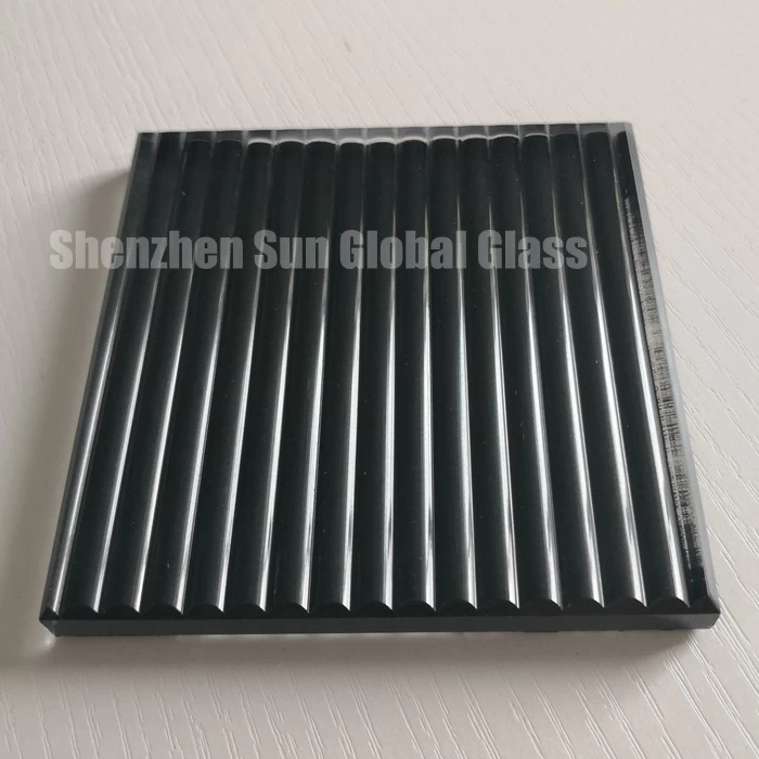 8mm fluted black silvered architectural cast glass, 1/3 inch tempered ribbed texture glass, 8mm toughened color backing grooved glass for decoration