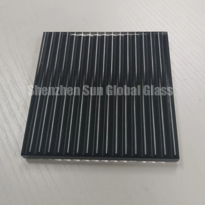 8mm fluted black silvered architectural cast glass, 1/3 inch tempered ribbed texture glass, 8mm toughened color backing grooved glass for decoration