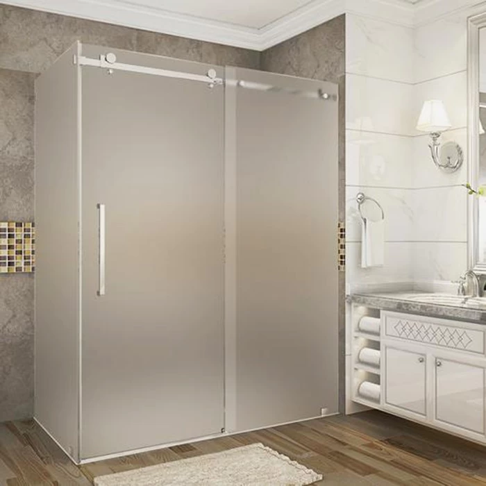Puerta de ducha de cristal templado helada de 8 mm, pantalla de baño de cristal endurecido endado ácido, cerramiento de ducha de cristal de privacidad personalizado