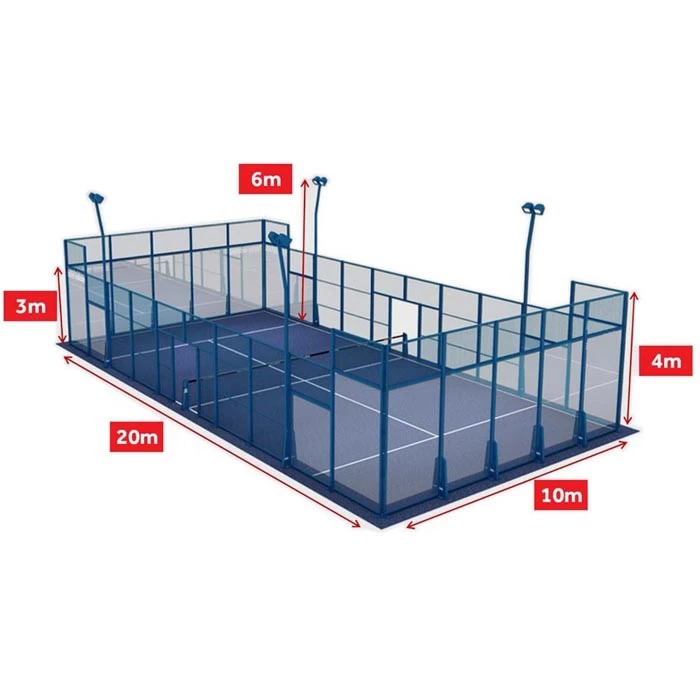 Giá kính sân tennis hoàn chỉnh tiêu chuẩn CE, chi phí sân tennis di động trọn bộ ở Trung Quốc, Hệ thống xây dựng sân Padel trong nhà và ngoài trời để bán