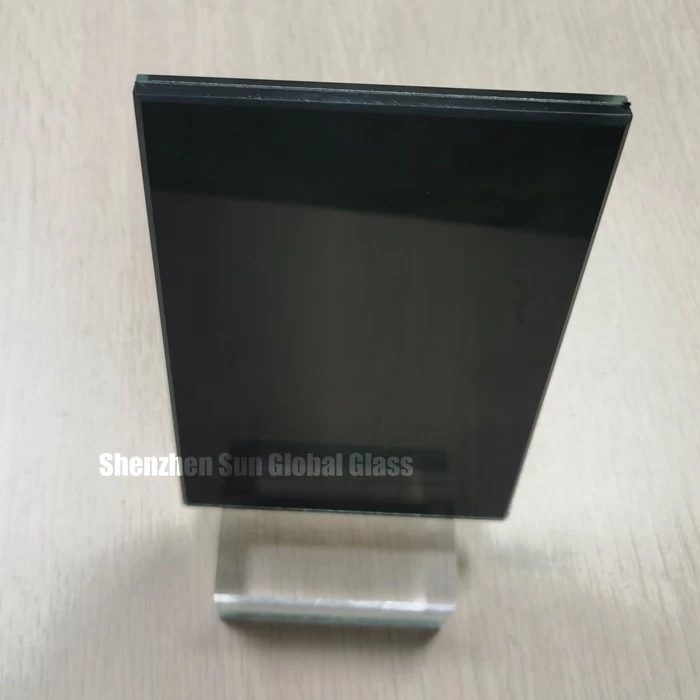 SGCC and CE certificated 10.76mm black color pvb laminated glass,55.2 black colored laminated esg vsg glass, 10.76mm black laminated glass