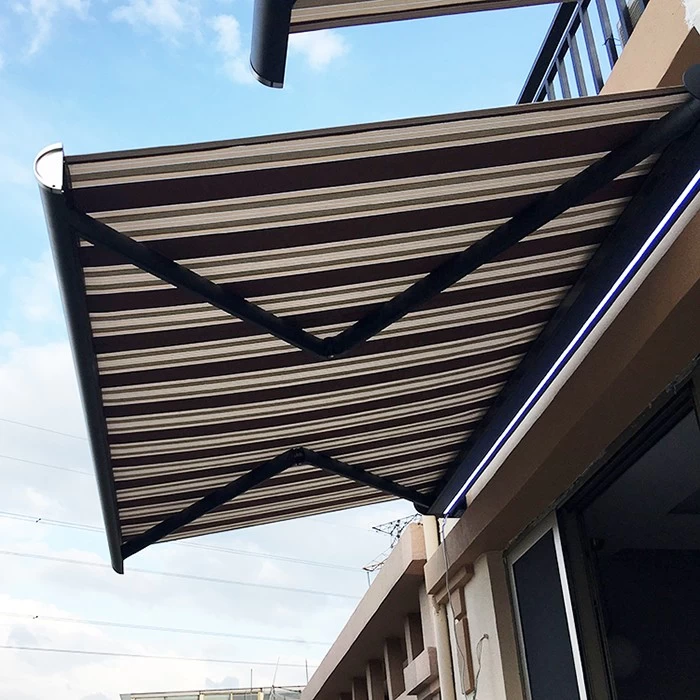 electric full cassette retractable awning, full cassette folding arm awning canopy, automatic motorized retractable patio awning
