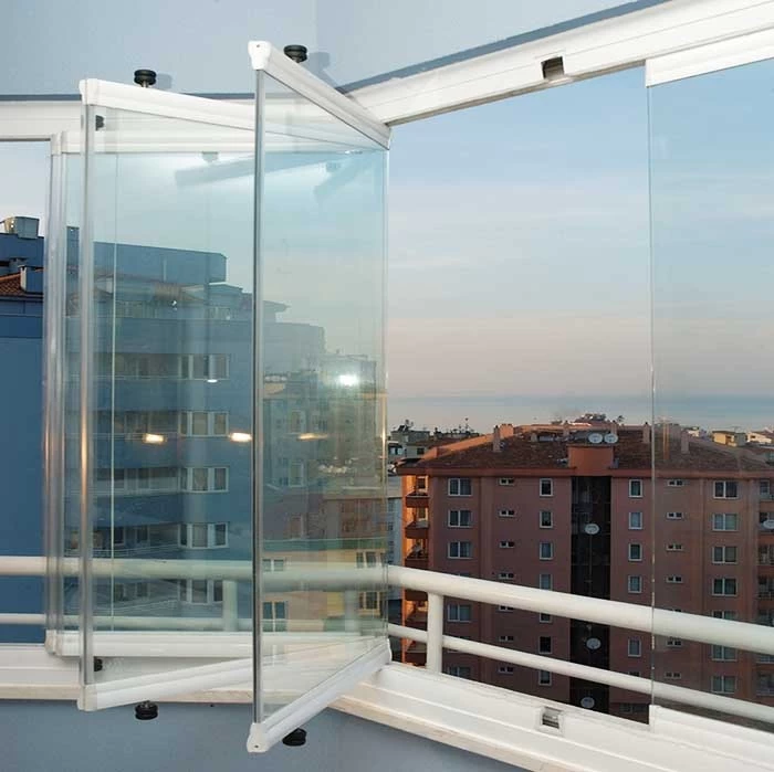frameless sliding folding window, bifold balcony glass window and doors, tempered glass aluminum bifold windows