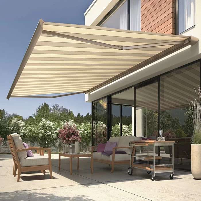 motorized retractable cassette awning, full cassette retractable electric patio awning, electric semi half cassette awning canopy