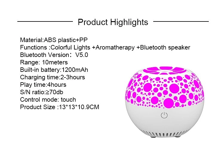 Bluetooth speaker with Aromatherapy lamp