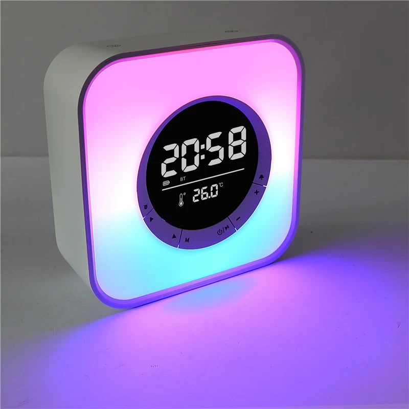 Clock Bluetooth Speaker  with Colorful Lights  NSP-0277