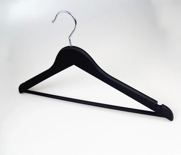 China Wholesale Flat Hangers Manufacturers – Black wooden hanger fashion  brand wide shoulder jacket hanger – Lipu Manufacture and Factory