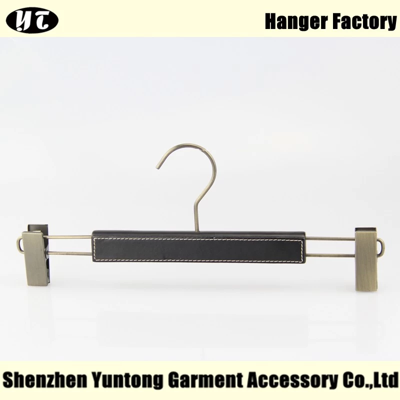 China China hanger supplier black wood bottom hanger coated with leather [MBW-008] manufacturer