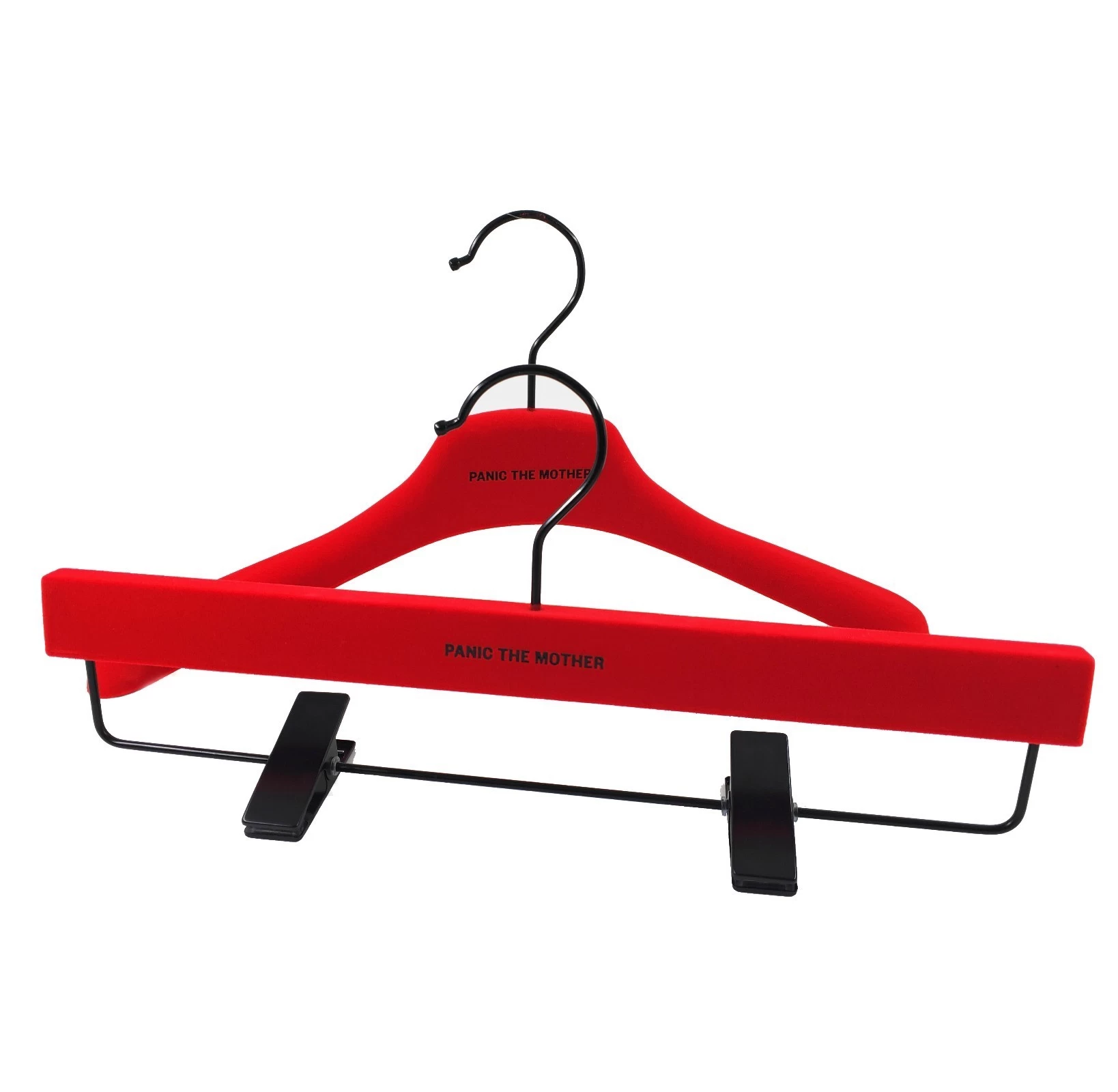 中国 Customized hot red velvet flocked plastic hanger Christmas and New year gift hanger メーカー