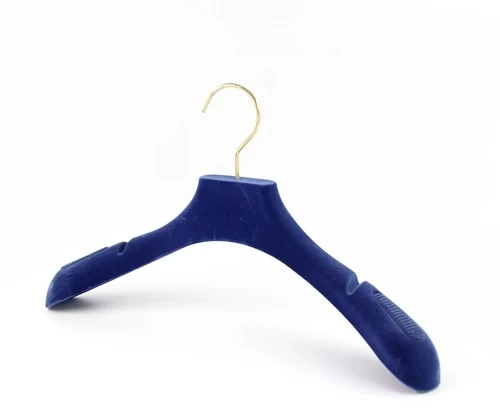China LY028 Blue velvet hanger unisex coat hanger customize color flocking hanger manufacturer