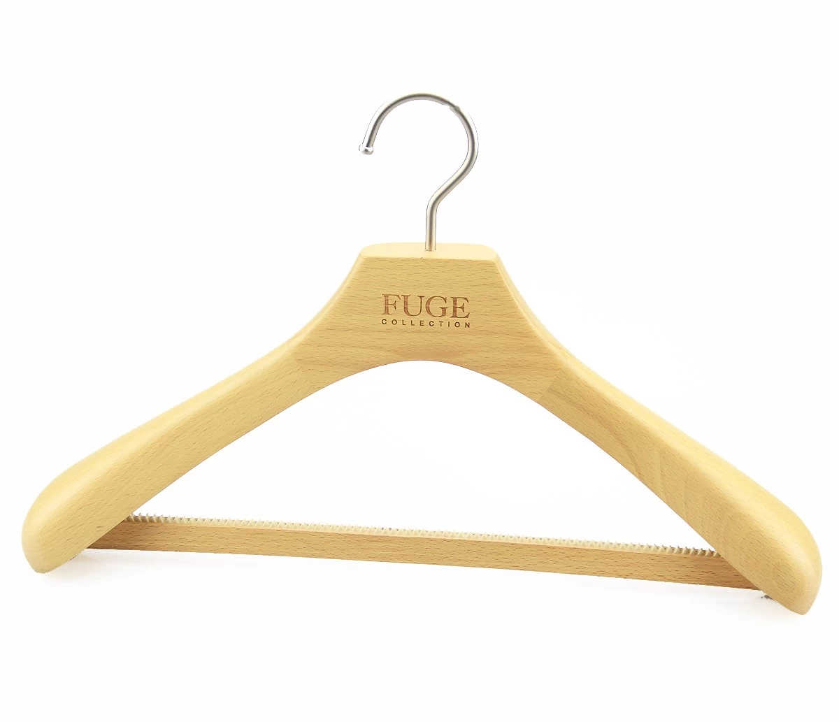 China MSW-006 natural wooden bar hanger for man suits clothes manufacturer
