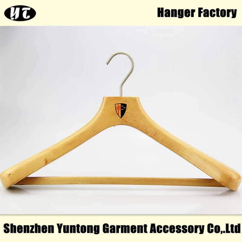 China MSW-008 China hanger supplier  natural wooden suit hanger with bar manufacturer