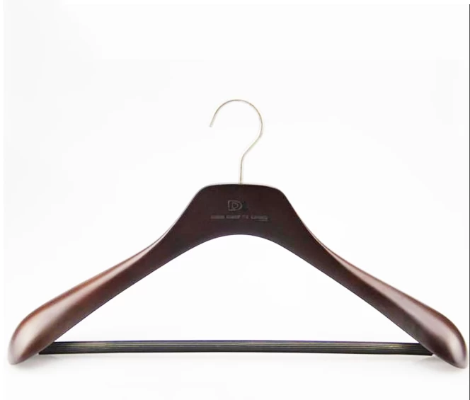 China MSW-014 Brown high end wooden suits hanger for men manufacturer