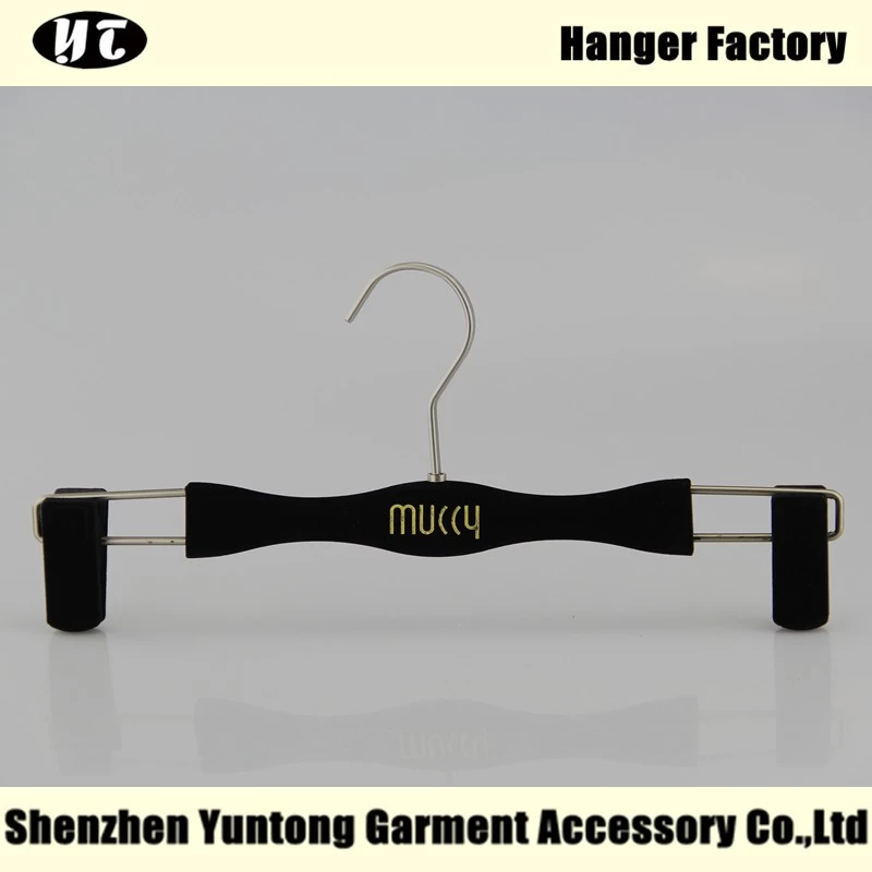China VPH-001 black velvet pants hanger with non slip surface for men or women manufacturer