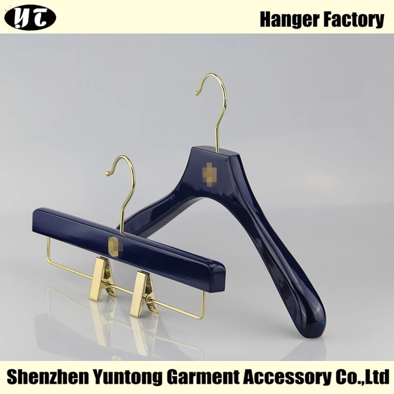 China WSW-002 blue high quality wooden top hanger and bottom hanger manufacturer