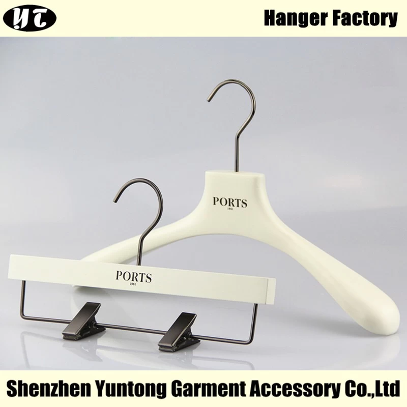 China WSW-009 White Women Clothing Wooden Clothes Hanger manufacturer