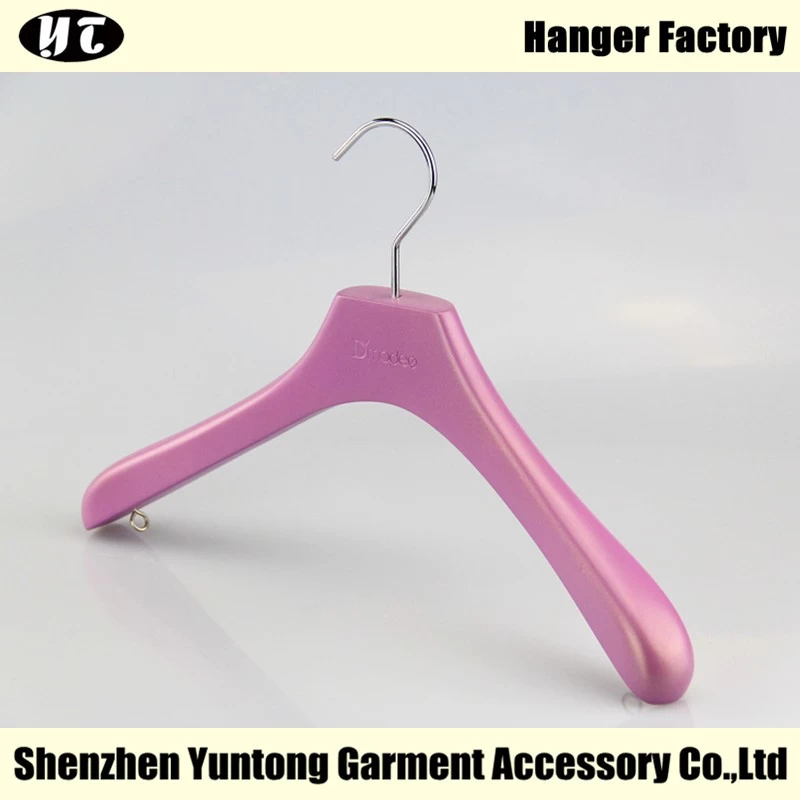 China WTW-001 Pink women cloth hanger for jacket fashion wooden hanger manufacturer