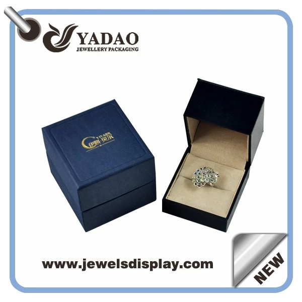 2015 Newest design Fashion Small blue ring boxes ,ring packing boxes ,ring jewelry boxes for jewelry shop counter and store window made in China