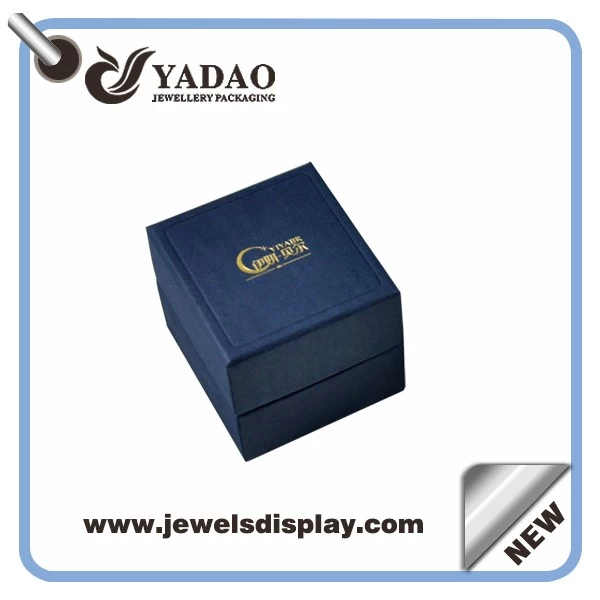 2015 Newest design Fashion Small blue ring boxes ,ring packing boxes ,ring jewelry boxes for jewelry shop counter and store window made in China