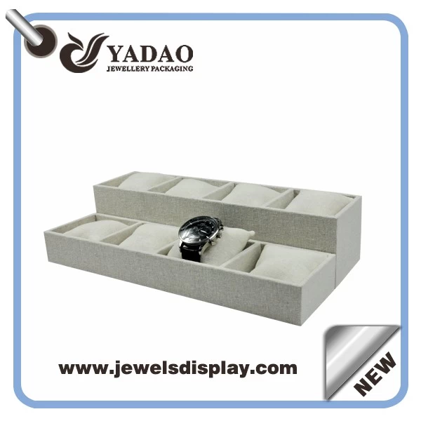 2015 Newest design linen watch tray for watch display with pillow made in China