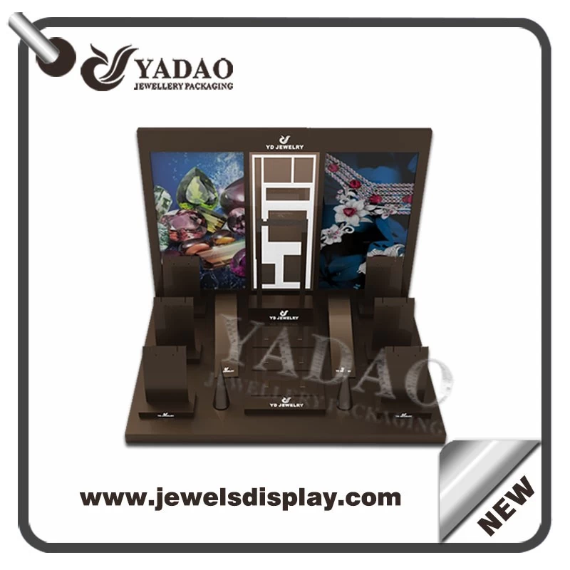 2015 new custom countertop luxury acrylic jewelry display small size window display sets for jewelry shop