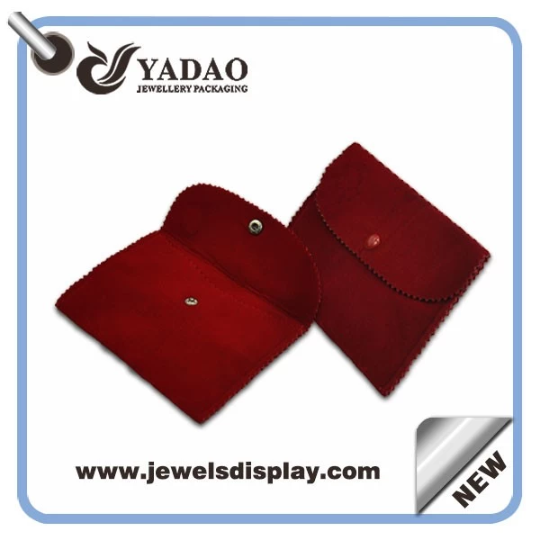 2015 whosale custom made logo printed red velvet jewelry pouch