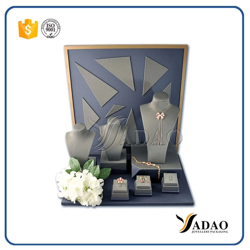 2017 New arrival fancy design MDF pu leather jewelry display set