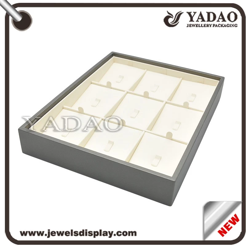 2017 new products custom handmade pu leather cover stackable ring display tray jewelry showcase for sale China packaging supplier yadao