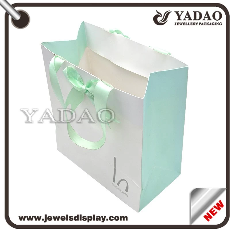 2017 spring fashion design jewellery paper bag shopping craft handbag with free logo customize