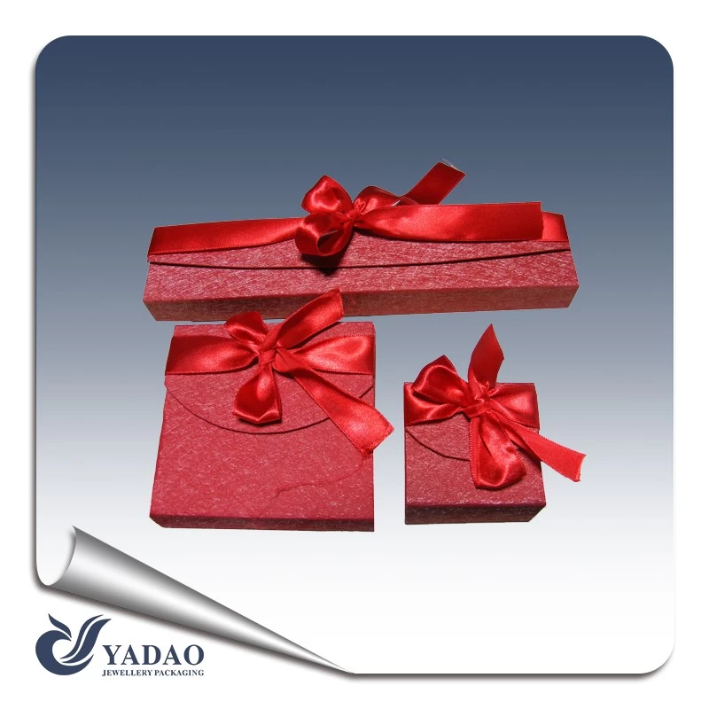 Beautiful high end papaer jewelry gift box with ribbon and custome logo in factory price