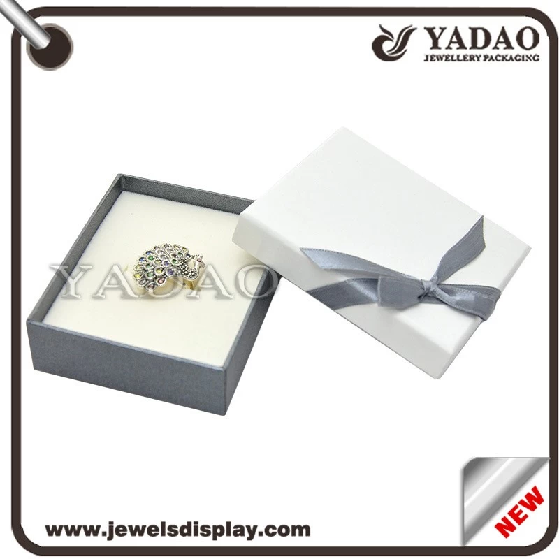 Beautiful hot sale paper box for jewelry packaging with ribbon bow-knot