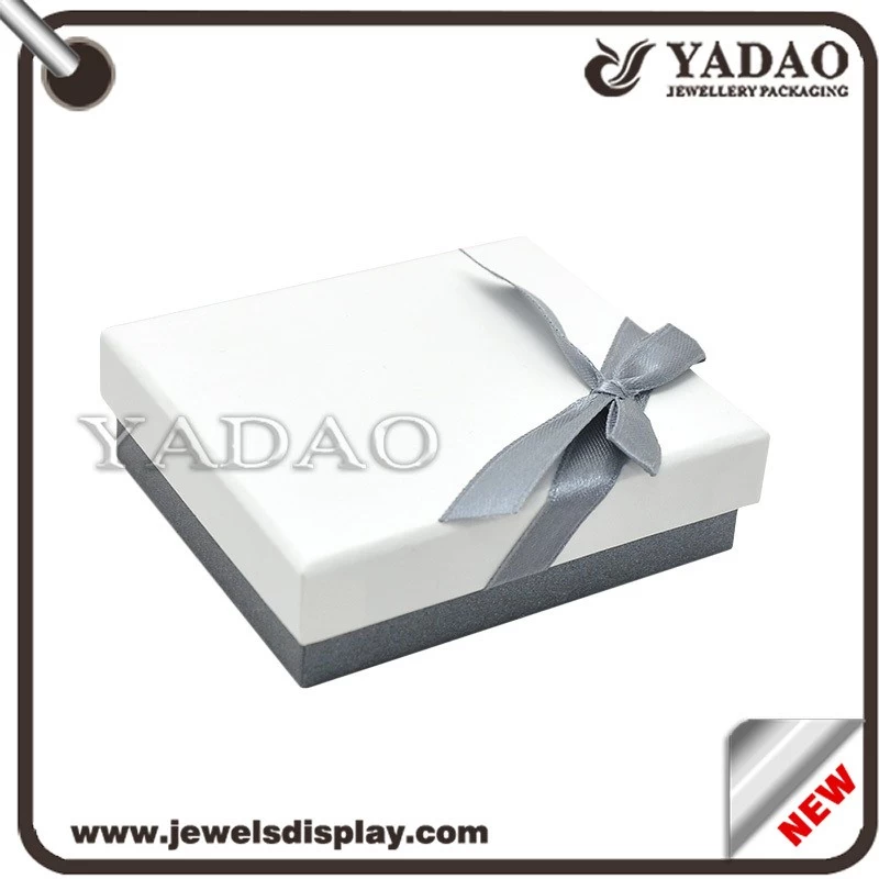 Beautiful hot sale paper box for jewelry packaging with ribbon bow-knot