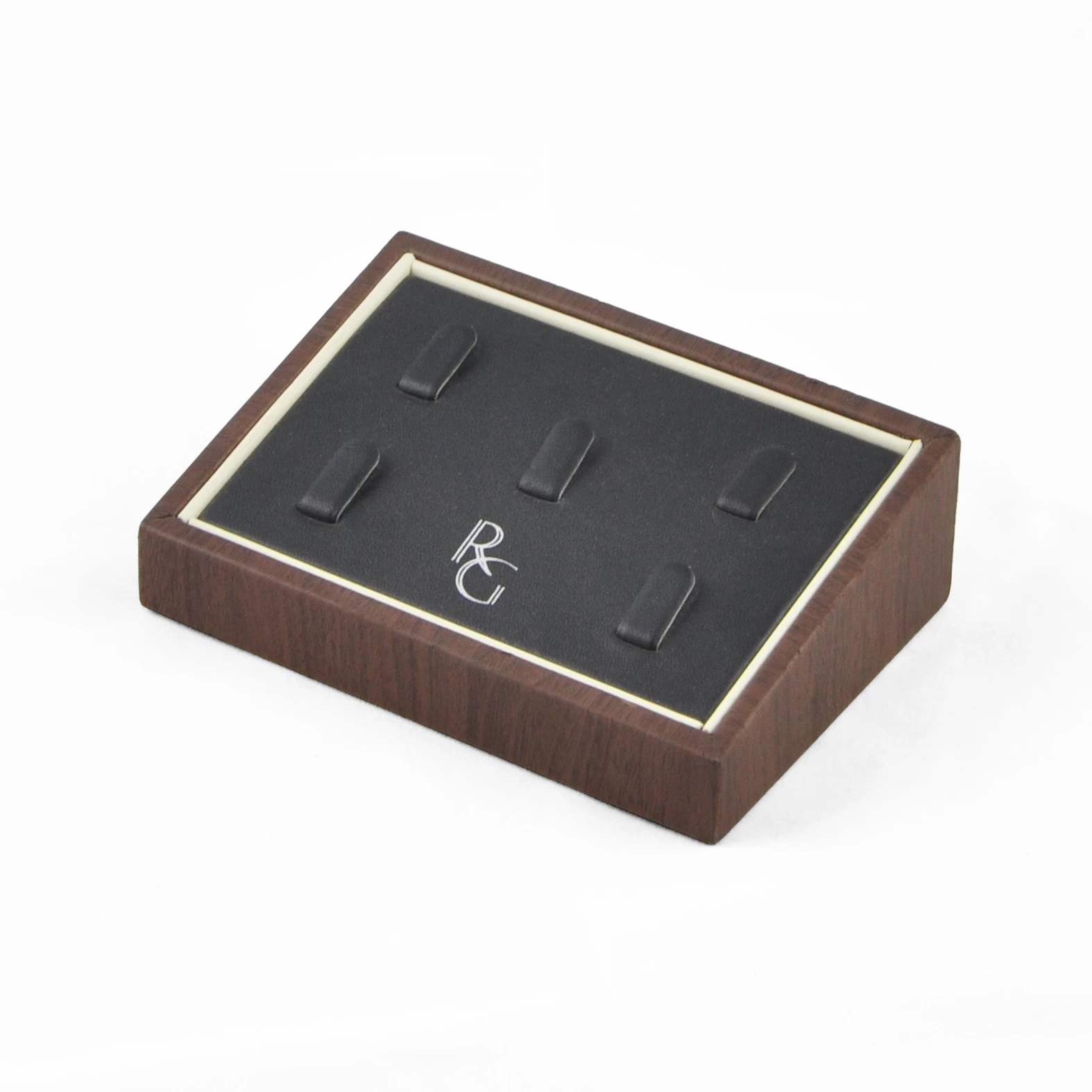 Bespoke jewelry display counter ring slot tray pu leather customiezd