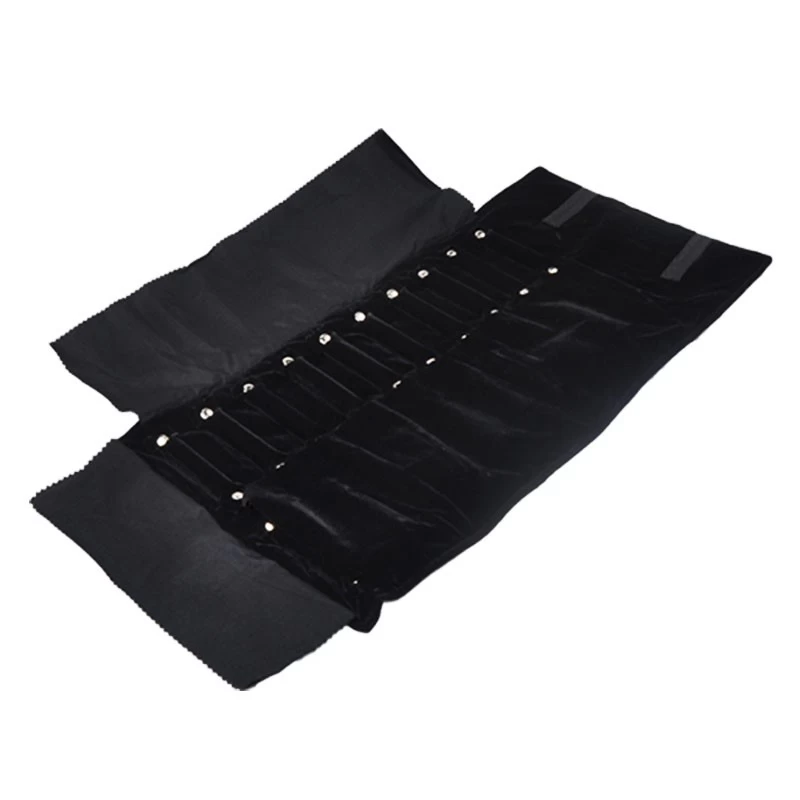 Black Jewelry Pouch Bag Custom Velvet Jewelry Striage Pouch Jewellery Roll