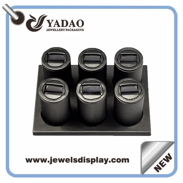 Black leather ring display stand for ring trays set made in China