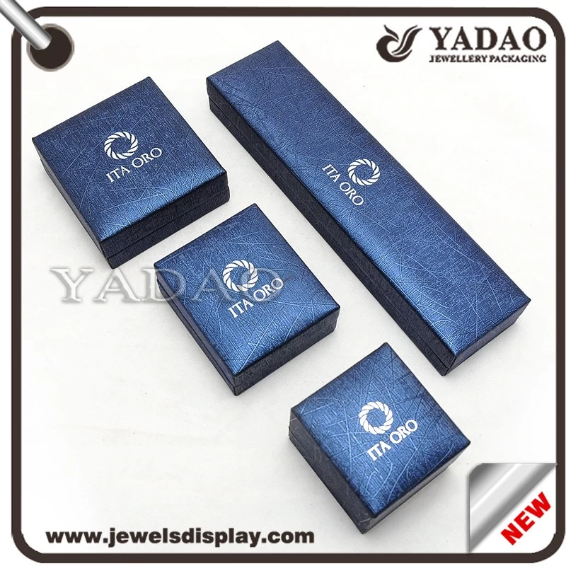 Blue plastic jewelry ring box with your logo