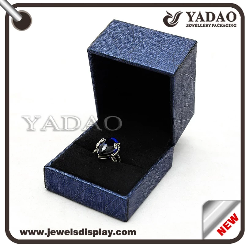 Blue plastic jewelry ring box with your logo