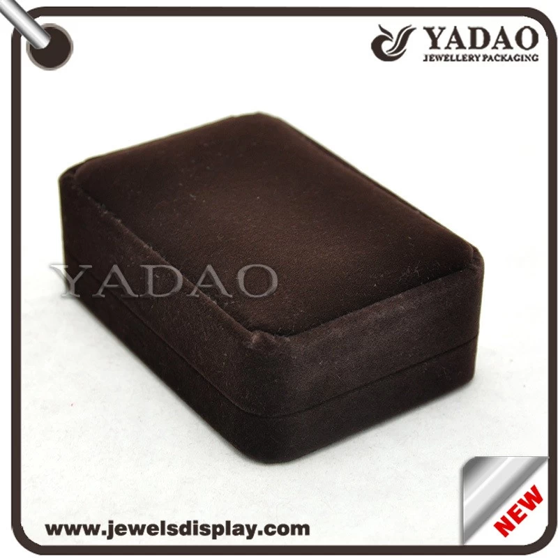 Brown velvet covered manufacture Chinese jewelry velvet box for jewelry storage
