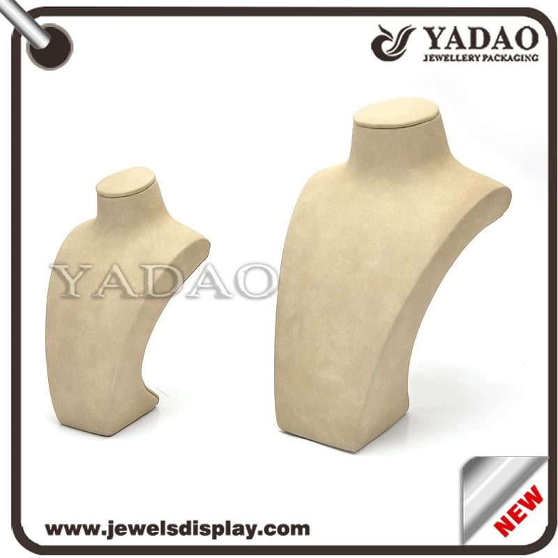 China factory of custom off white PU leather necklace display stand for jewellery shop counter and window  resin necklace busts